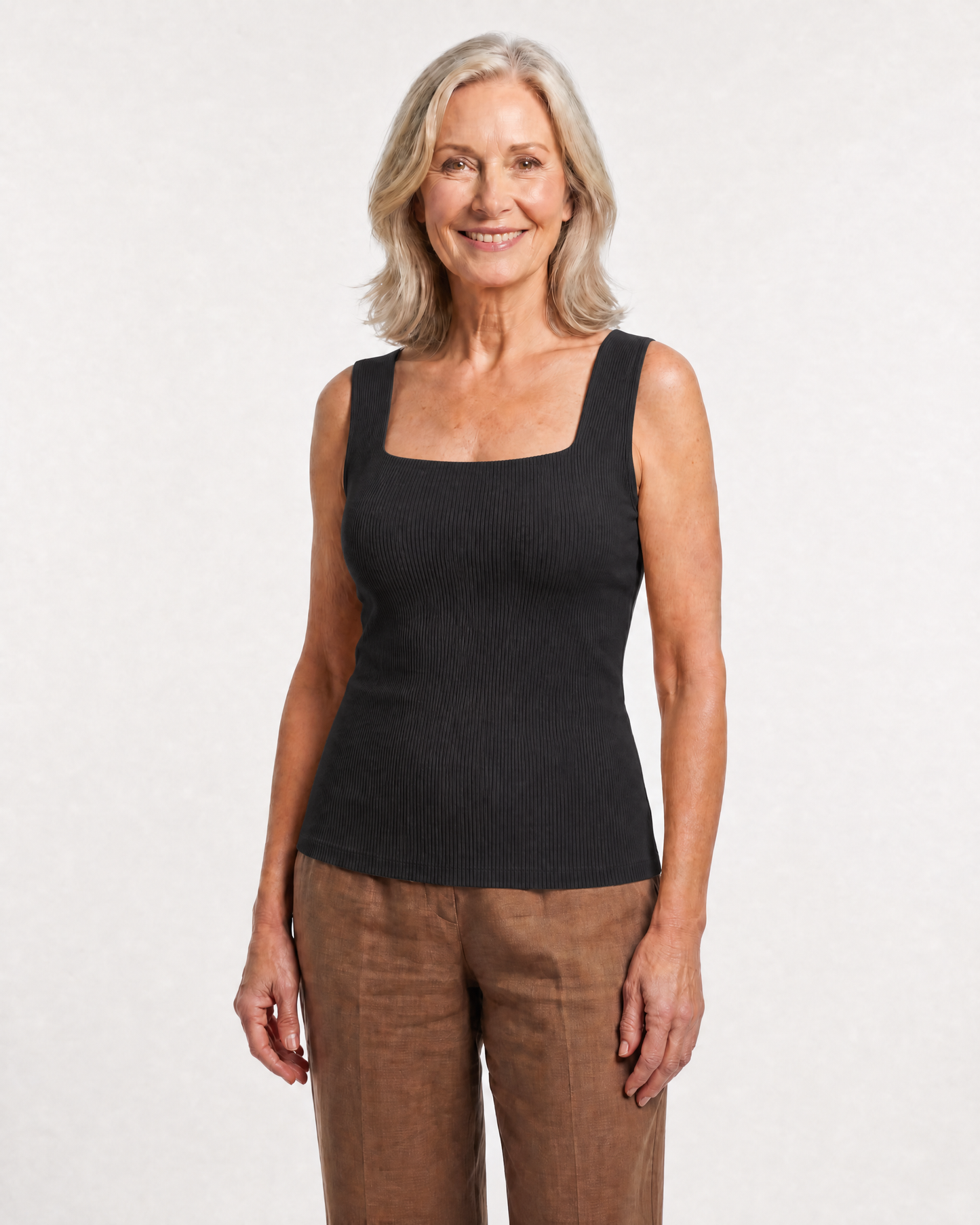 Curve Compression ribbed tank - Black