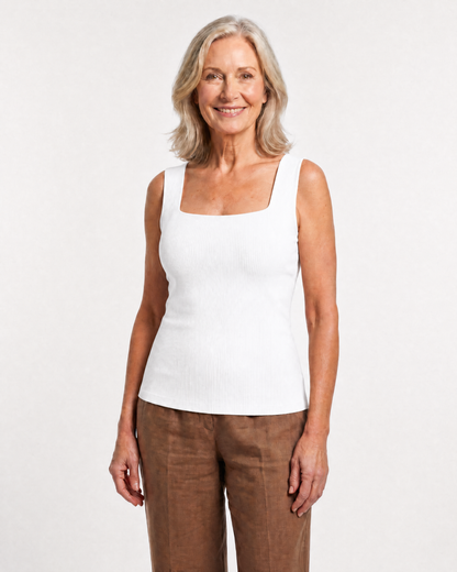 Curve Compression ribbed tank - White