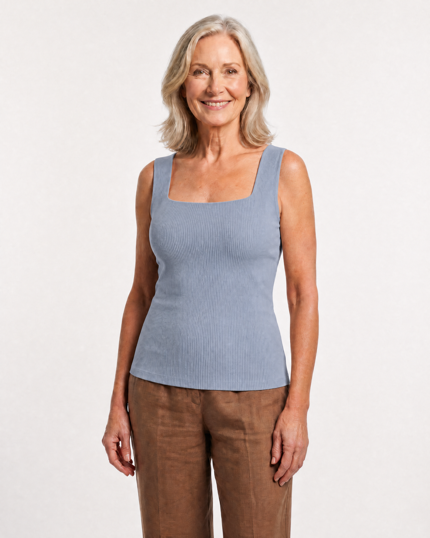 Curve Compression ribbed tank - Blue