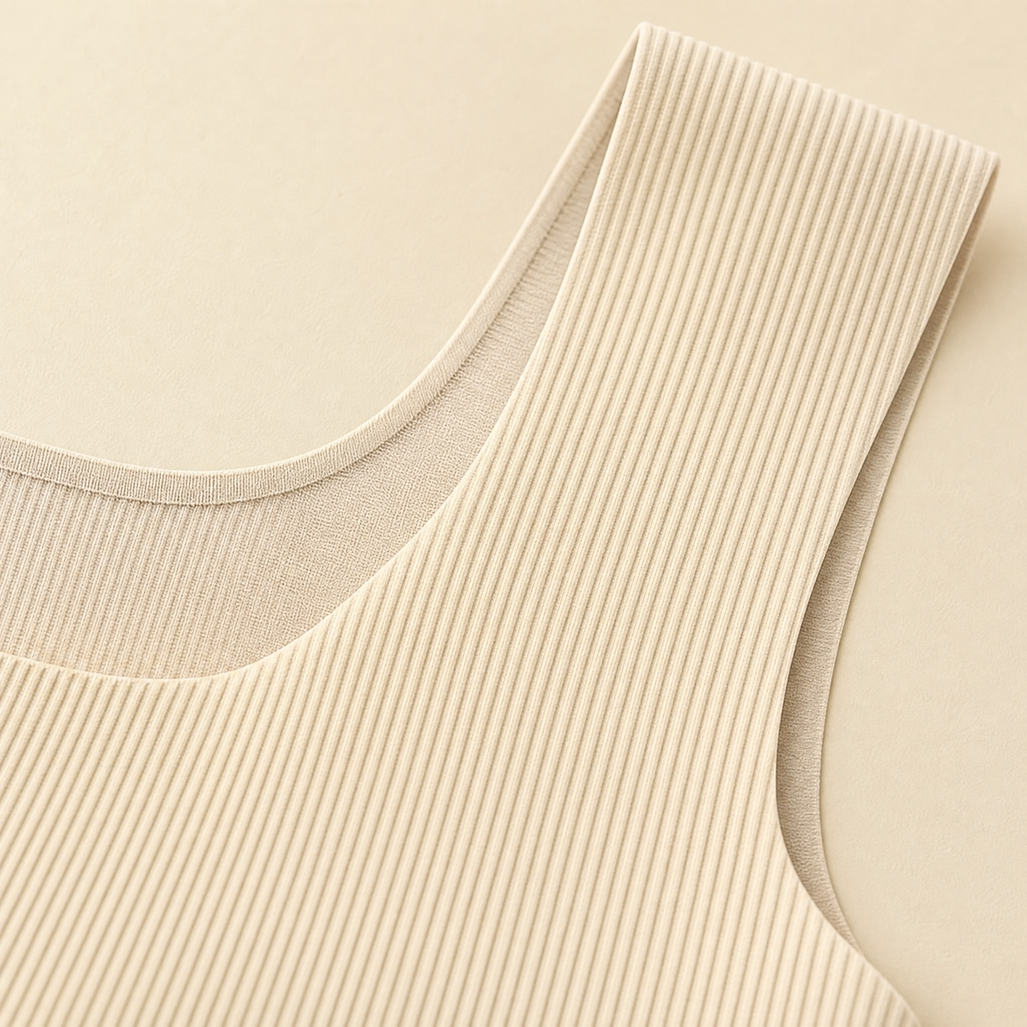 Ribbed ice-silk square-neck detail
