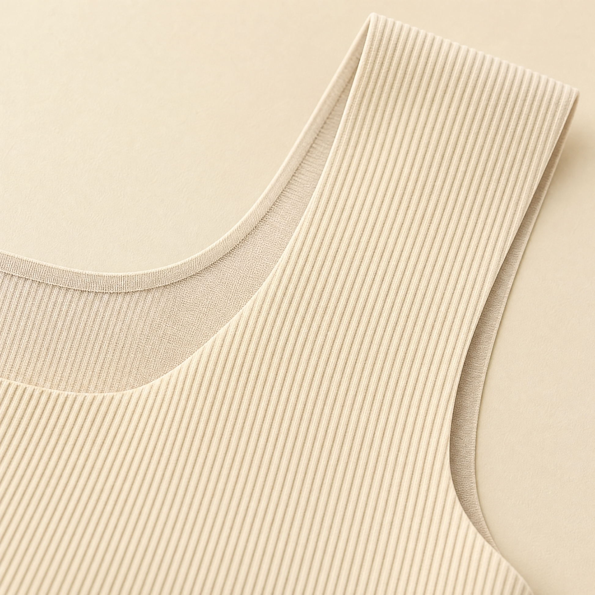 Ribbed ice-silk square-neck detail