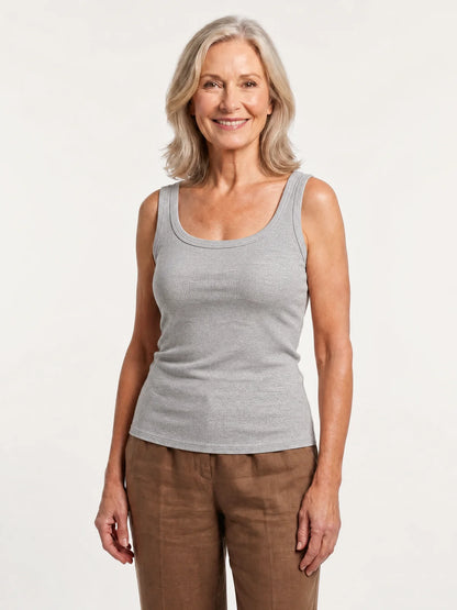 Grey Scoop-Neck Bra Tank