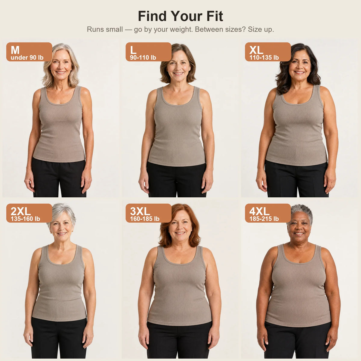Find your fit M to 4XL