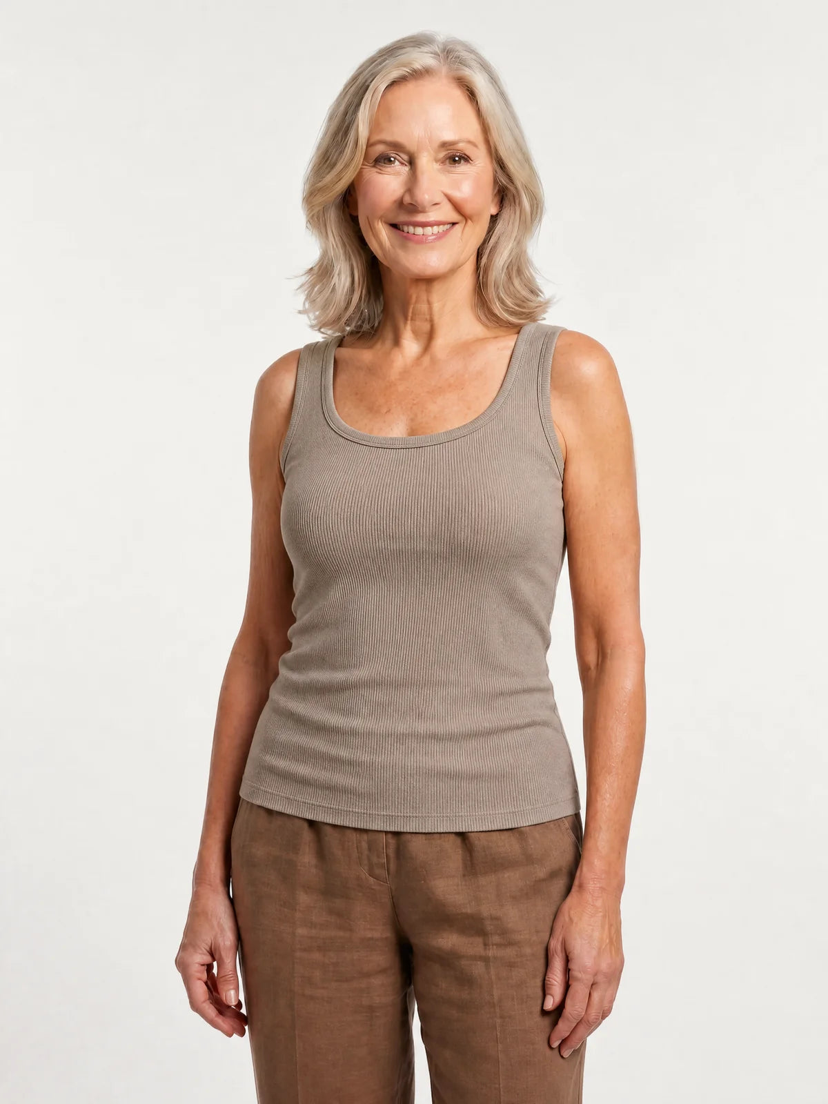 Taupe Scoop-Neck Bra Tank