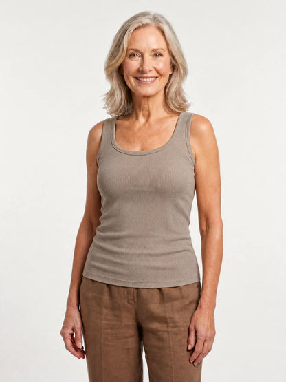 Taupe Scoop-Neck Bra Tank