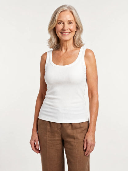 White Scoop-Neck Bra Tank