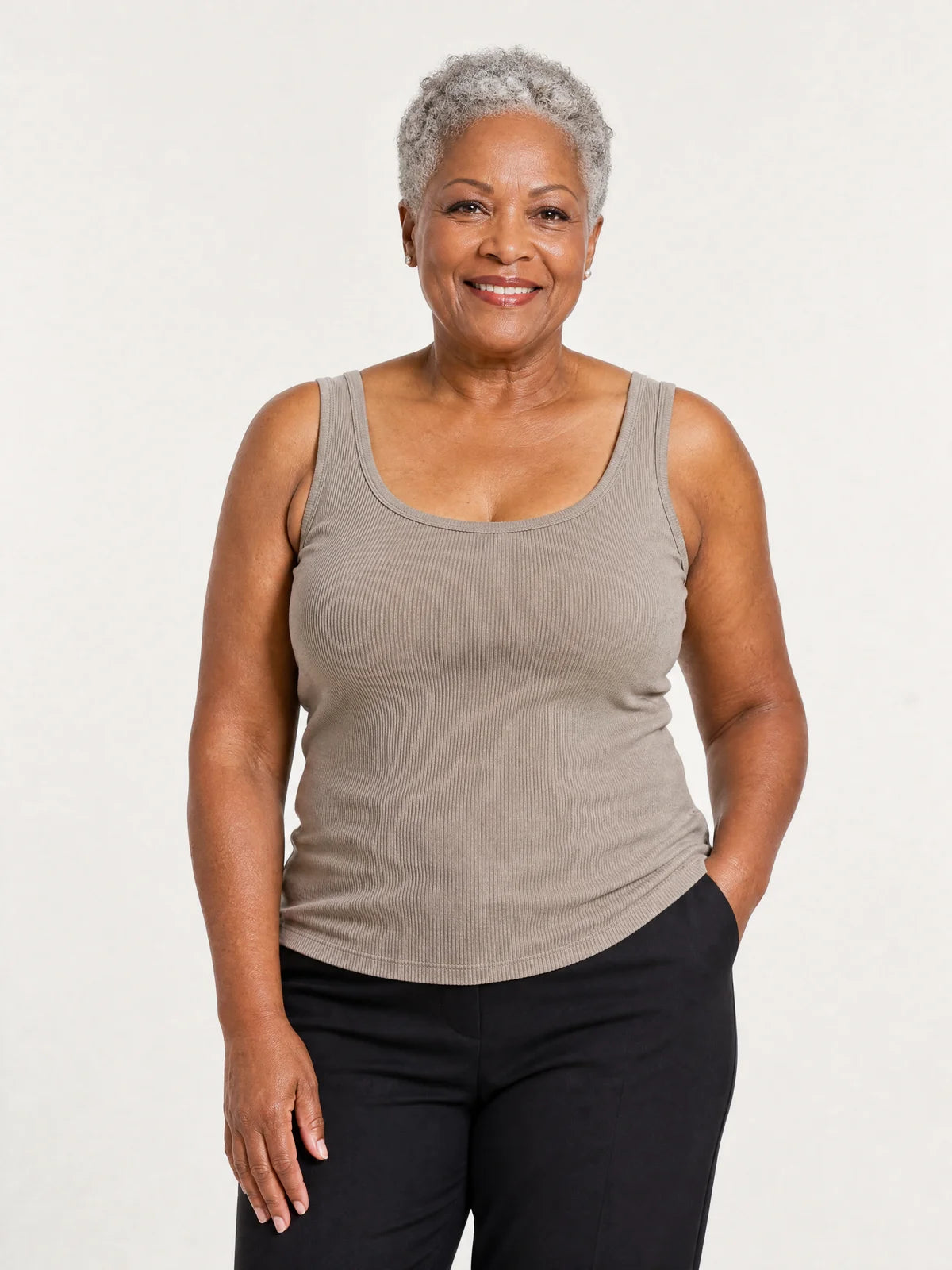 Scoop-Neck Bra Tank on a plus-size body