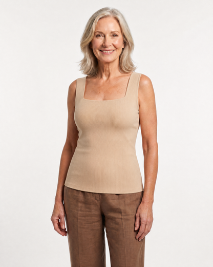 Curve Compression ribbed tank - Beige (Invisible Skin)
