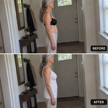 Before and after in profile: bra vs the front-support tank