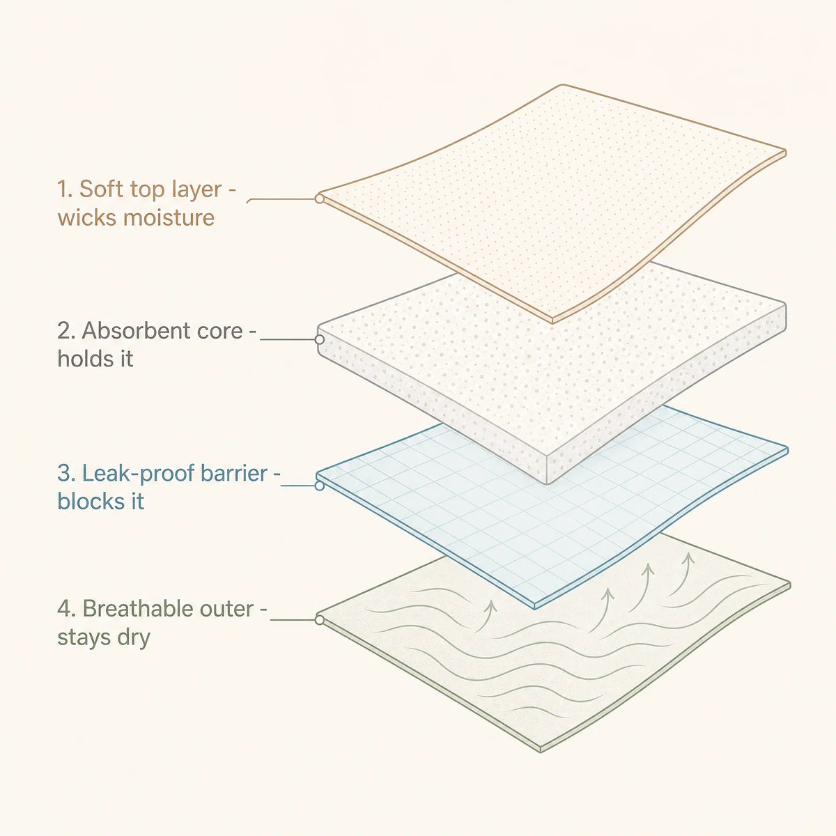 The four absorbent layers