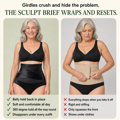 Girdles crush and hide the problem. This brief wraps and resets.
