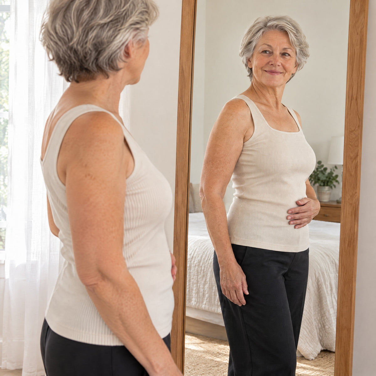 Front-Support Bra Tank worn at home