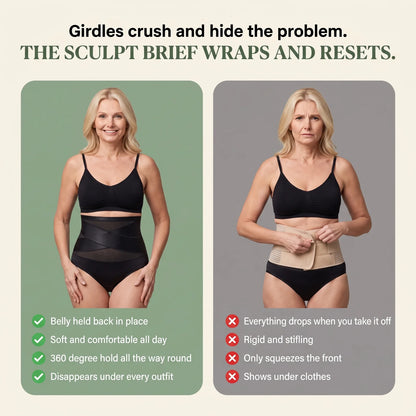 Girdles crush and hide the problem. This brief wraps and resets.