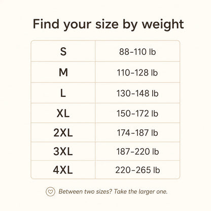 Find your size by weight