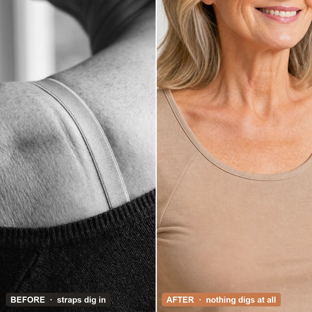 Before and after: no straps digging in
