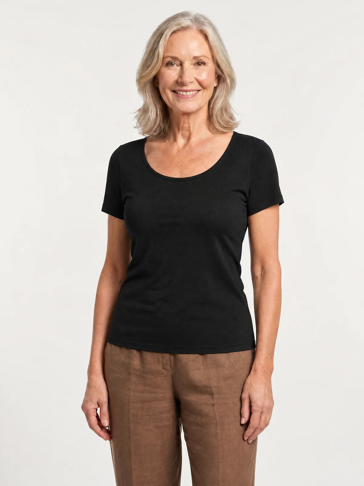 Black Front-Support Bra Tee
