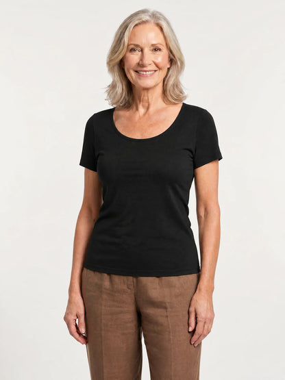 Black Front-Support Bra Tee