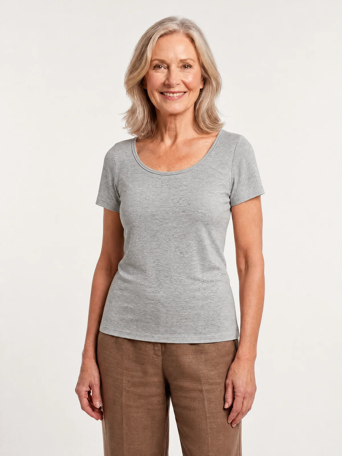 Grey Front-Support Bra Tee