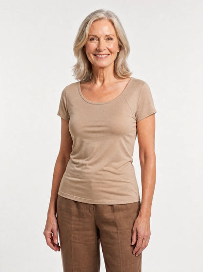 Khaki Front-Support Bra Tee