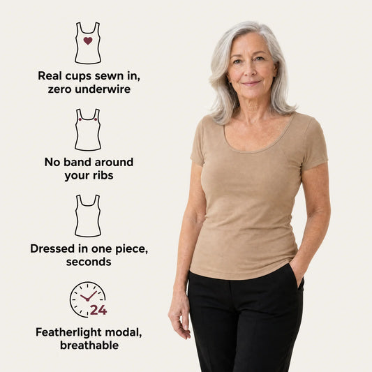 Front-Support Bra Tee benefits