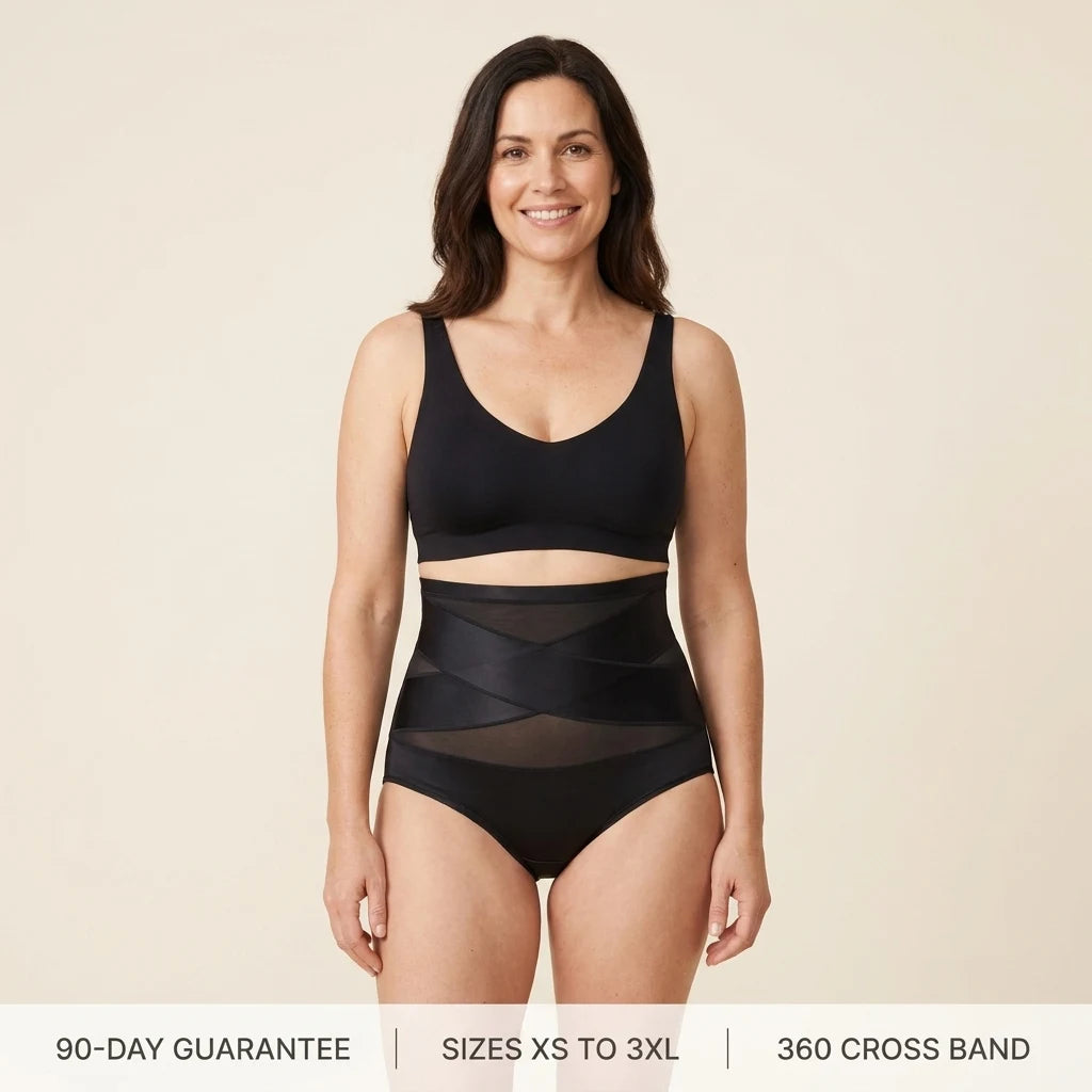 90-day guarantee, sizes XS to 3XL, 360 degree cross band