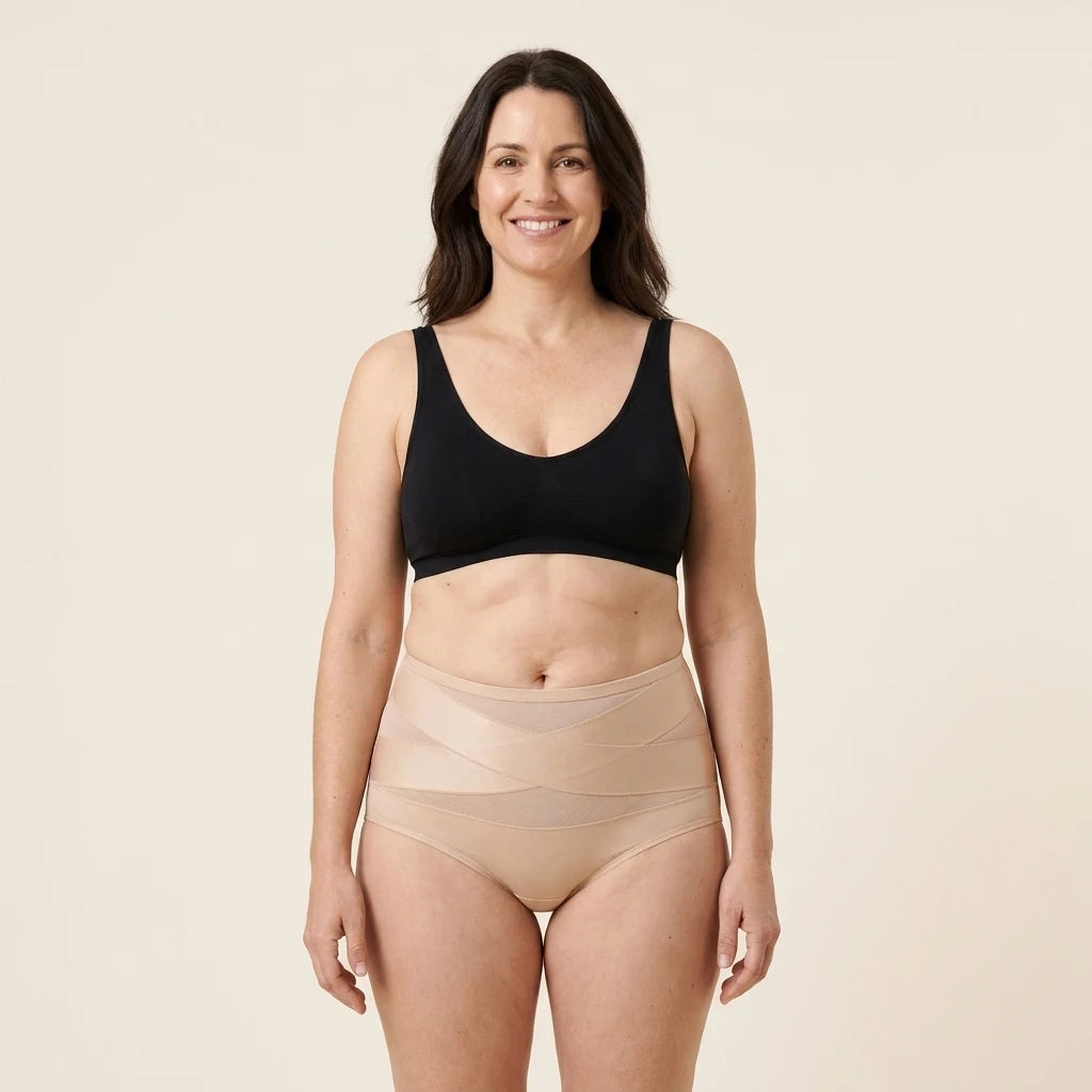 Beige Post-Partum Brief - worn