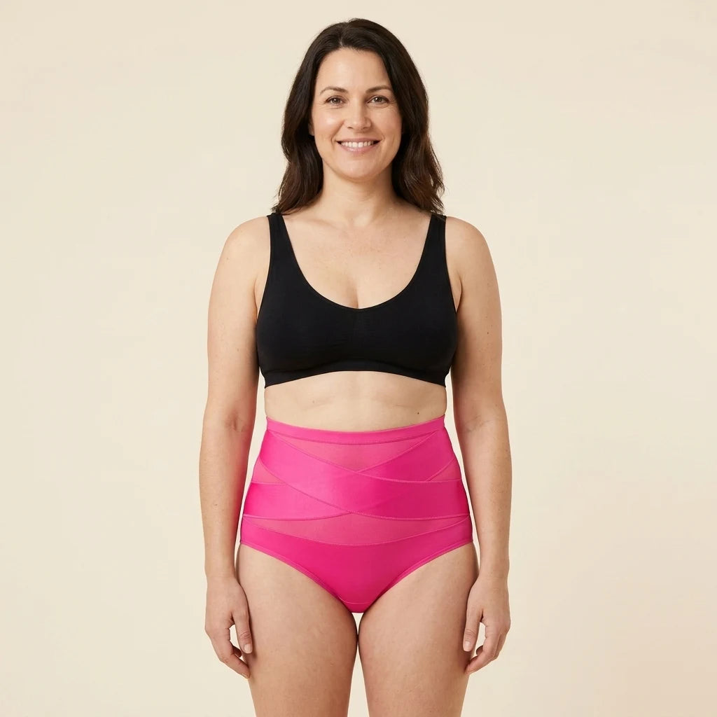 Hot Pink Post-Partum Brief - worn